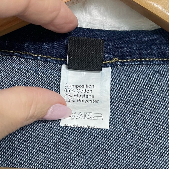 SHEIN Dark Denim Zip Front Jean Wide Leg Jumpsuit Sz XL - Picture 13 of 14